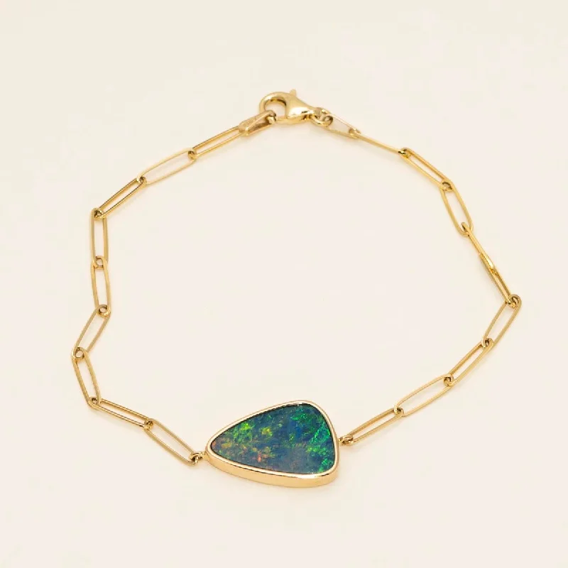 Parlé Australian Opal Doublet Bracelet in 14kt Yellow Gold