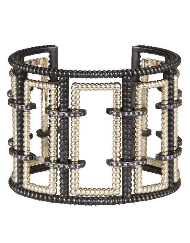 Diamond Bracket Silver Frame Cuff