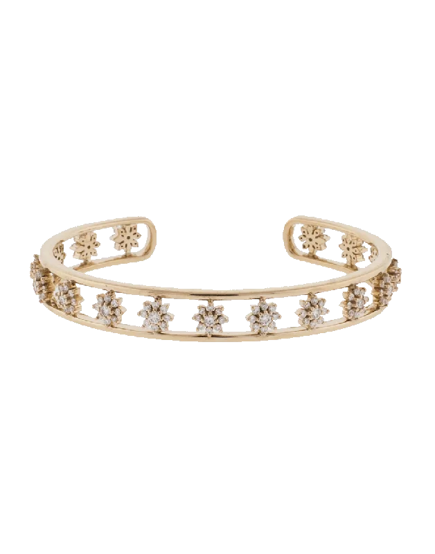 Diamond Flower Cuff Bracelet