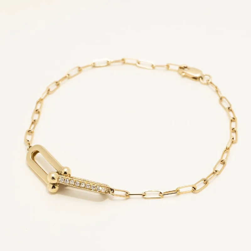 Diamond U Link Bracelet in 14kt Yellow Gold (3/8ct tw)