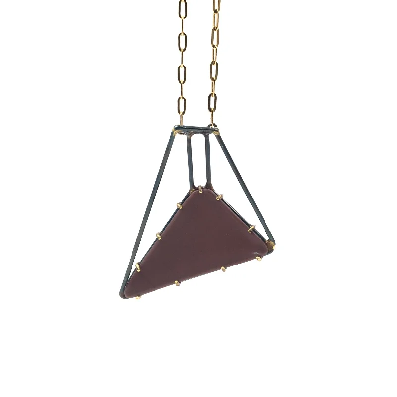 Foundation Trapezoid Vinyl Necklace, Mauve